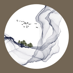 Wall Mural - abstract ink and wash landscape..