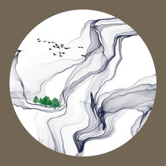 Wall Mural - abstract ink and wash landscape..