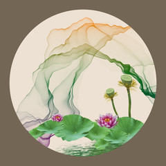 Wall Mural - abstract ink and wash landscape..