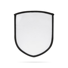 blank patch or fabric label on isolated background with clipping path. white logo team or emblem for