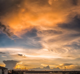 Wall Mural - Panorama view, The beauty of the sky at sunset.
