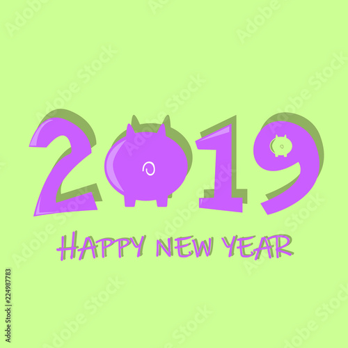 2019 New Year Banner Background Vector Icon On Yellow Background