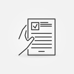 Poster - Hand with Document vector concept icon in thin line style