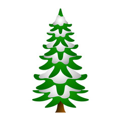 Wall Mural - Christmas tree under snow. Vector illustration.