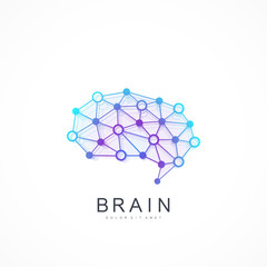 Aufkleber - Creative idea concept design brain logotype vector icon. Artificial intelligence brain logo concept