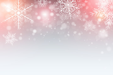 Christmas background with snowflakes, winter vector  illustration