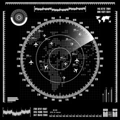 Poster - white radar screen on black background, hud interface
