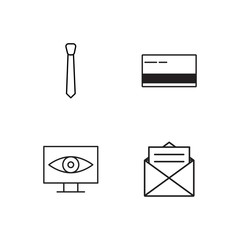 business simple outlined icons set