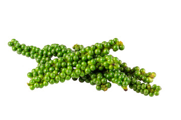 Wall Mural - fresh green peppercorns isolated on a white background With clipping path