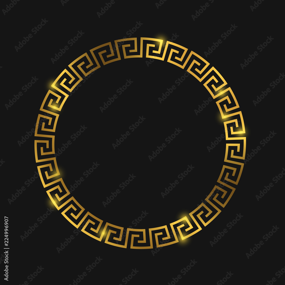 Golden round greek frame for design Stock Vector | Adobe Stock