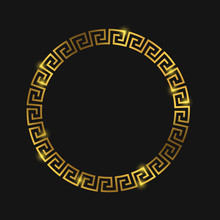 Golden Round Greek Frame For Design
