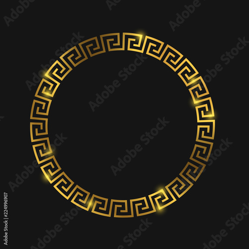 Cuadros en Lienzo Golden round greek frame for design