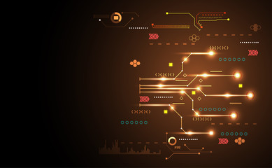 Poster - Abstract Modern connection science technology dots and lines systems connecting geometric gold future technology modern background, Vector illustration