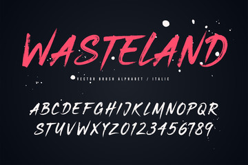 Wall Mural - Wasteland vector brush style font, alphabet, typeface