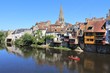 People kayaking on river Creuse in historic city of Argenton sur Creuse called the Venice of Berry, Berry region - Indre, France