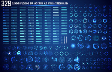 Fototapete - Set of Circle and Loading Bar Abstract Digital Technology UI Futuristic HUD Virtual Interface Elements Sci- Fi Modern User For Graphic Motion, Theme Technology, Game, Elements of Background Hi-tech.