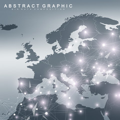 geometric graphic background communication with europe map. big data complex with compounds. perspec