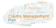 Claims Management word cloud, made with text only.