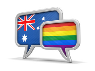 Poster - Speech bubbles with flags. Image with clipping path