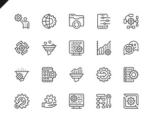 Poster - simple set of data processing related vector line icons. linear pictogram pack. editable stroke. 48x
