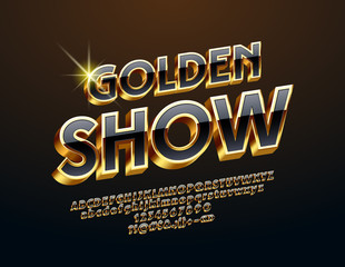 Aufkleber - Vector Luxury Emblem Golden Show. Black Glossy Font. 3D Elegant Alphabet