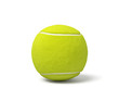 3d rendering of a single acid green tennis ball standing on a white background with a shadow.