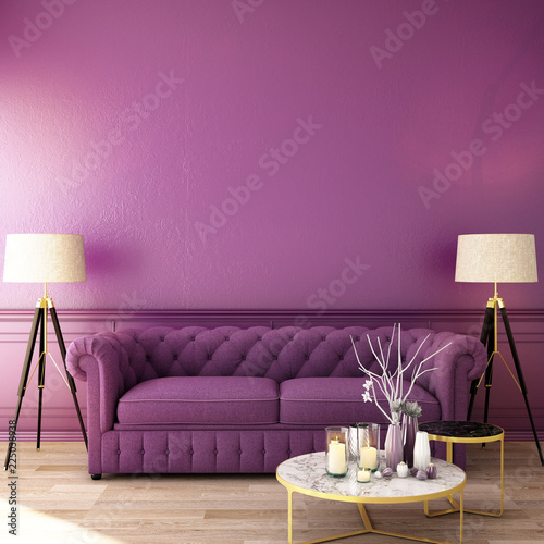 Fotografía living interior design in classic style with decoration set on sideboard, velve
