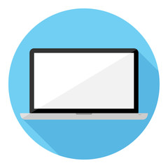 Fototapete - laptop icon. Flat design style modern vector illustration. Isolated on stylish color background. Flat long shadow icon. Elements in flat design.