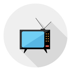 Fototapete - tv icon . Flat design style modern vector illustration. Isolated on stylish color background. Flat long shadow icon. Elements in flat design.