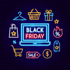 Canvas Print - black friday laptop neon concept