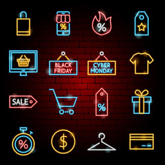 Sticker - Black Friday Neon Icons