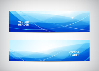 Wall Mural - vector set of abstract wavy horizontal headers, web banners. water flow, stream.