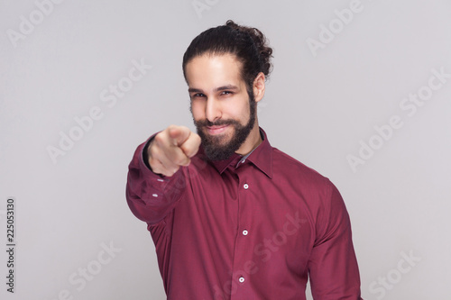 Hey You Portrait Of Handsome Man With Dark Collected Long Hair