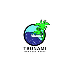 Sticker - tsunami logo design, vector, icon, template