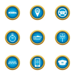 Poster - Taxi center icons set. Flat set of 9 taxi center vector icons for web isolated on white background