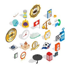 Poster - Time icons set. Isometric set of 25 time vector icons for web isolated on white background