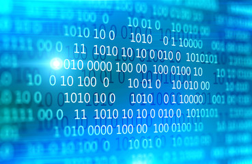 Poster - white lines of code over light blue background