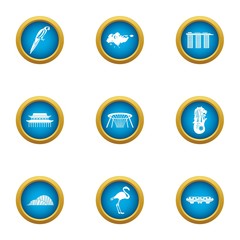 Poster - Huge city icons set. Flat set of 9 huge city vector icons for web isolated on white background