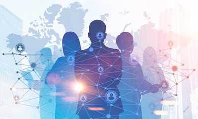 Wall Mural - Managers in global world, network