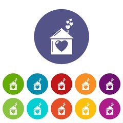Sticker - Mother house icons color set vector for any web design on white background