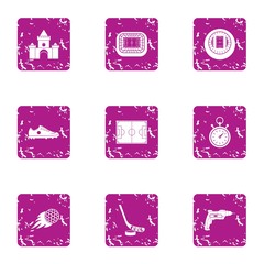 Poster - Patch icons set. Grunge set of 9 patch vector icons for web isolated on white background