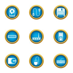 Poster - Drive icons set. Flat set of 9 drive vector icons for web isolated on white background