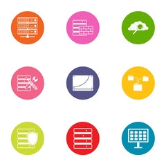 Poster - Digital document icons set. Flat set of 9 digital document vector icons for web isolated on white background