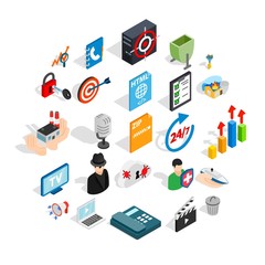 Poster - TV icons set. Isometric set of 25 TV vector icons for web isolated on white background