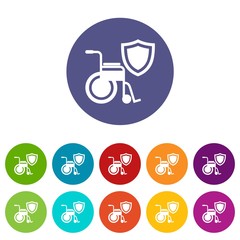Wall Mural - Disability protection icons color set vector for any web design on white background