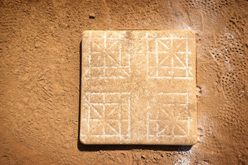 Wall Mural - baseball base on infield dirt