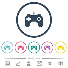 Poster - Game controller flat color icons in round outlines