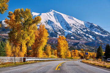 Wall Mural - Highway in Colorado Rocky Mountains at autumn