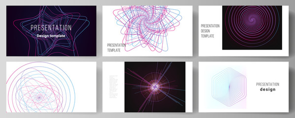 Poster - Vector illustration of the editable layout of the presentation slides design business templates. Random chaotic lines that creat real shapes. Chaos pattern, abstract texture. Order vs chaos concept.