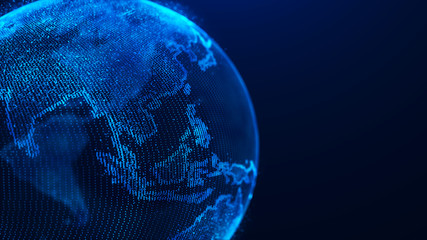 Aufkleber - Global planet background. Global network planet Earth. 3D rendering. World map point.